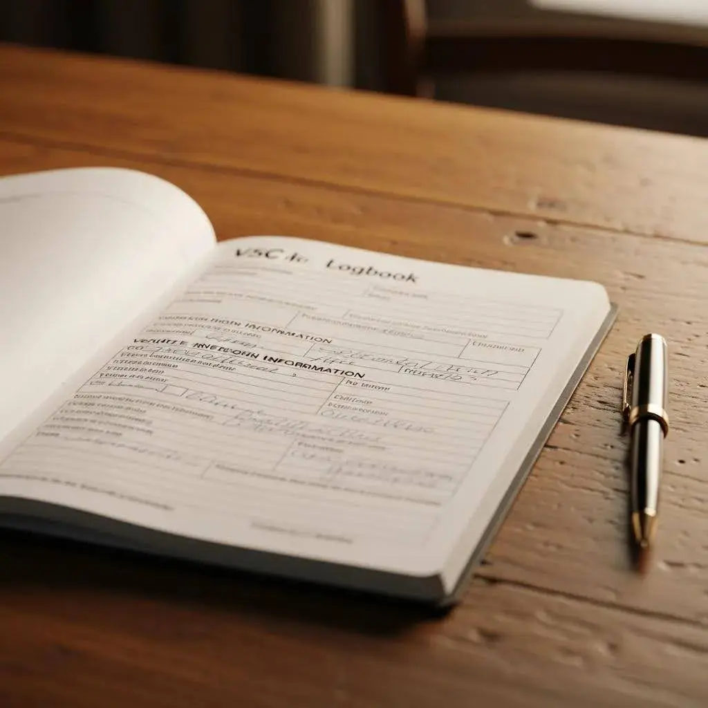 Close-up of a V5C logbook document on a table, highlighting its importance in vehicle sales