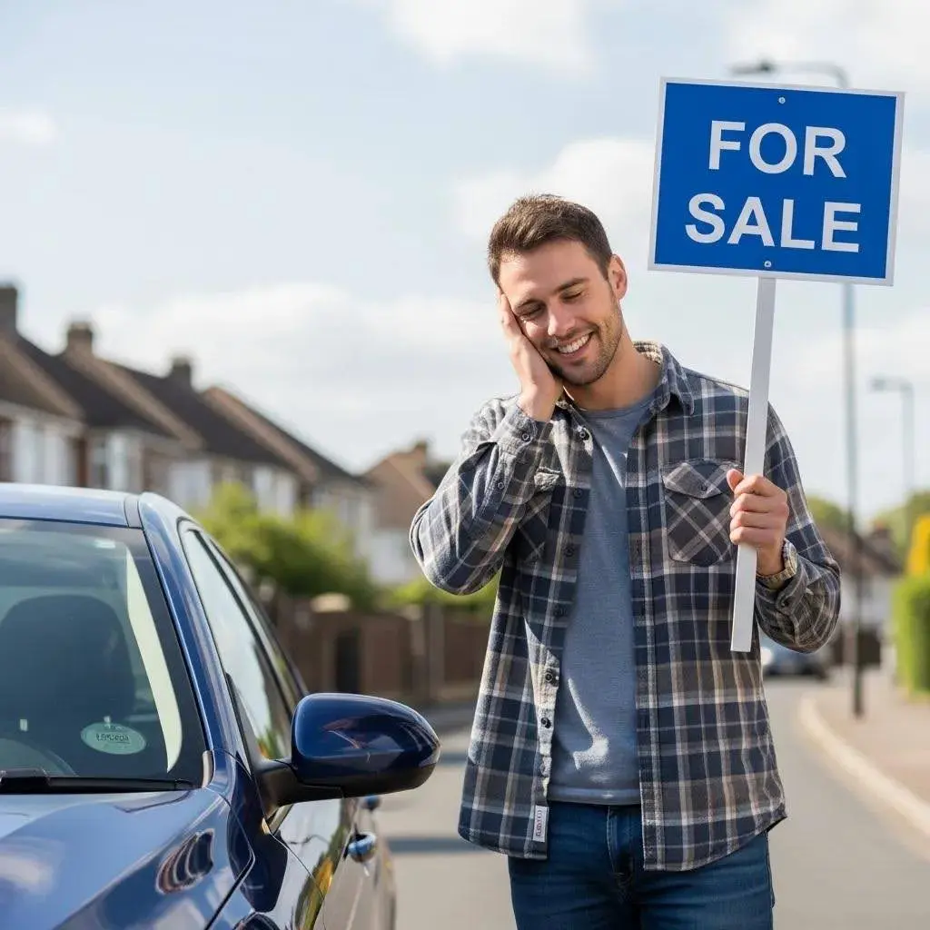 UK vehicle owner selling car without MOT certificate, showcasing a positive selling experience