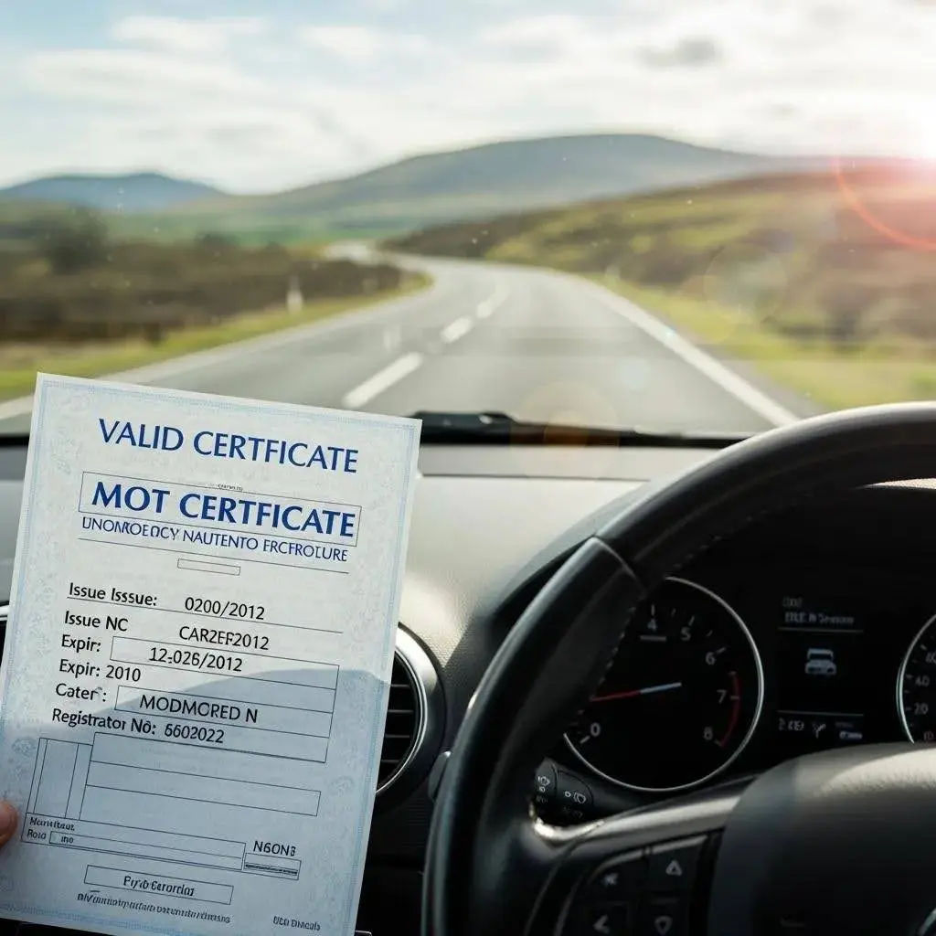 Valid MOT certificate displayed on a car dashboard, emphasizing its significance in the selling process